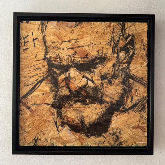 Rough Study, Mixed Media on OSB Panel, 12x12"