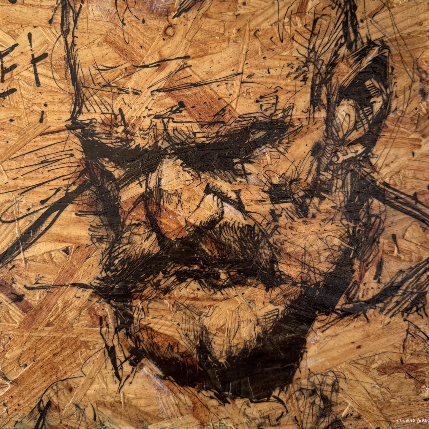 Rough Study, Mixed Media on OSB Panel, 12x12"