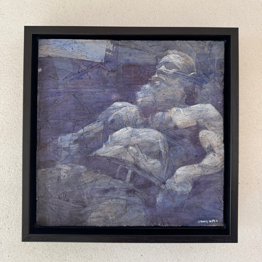 Lounging, Mixed Media on OSB Panel, 8x8"