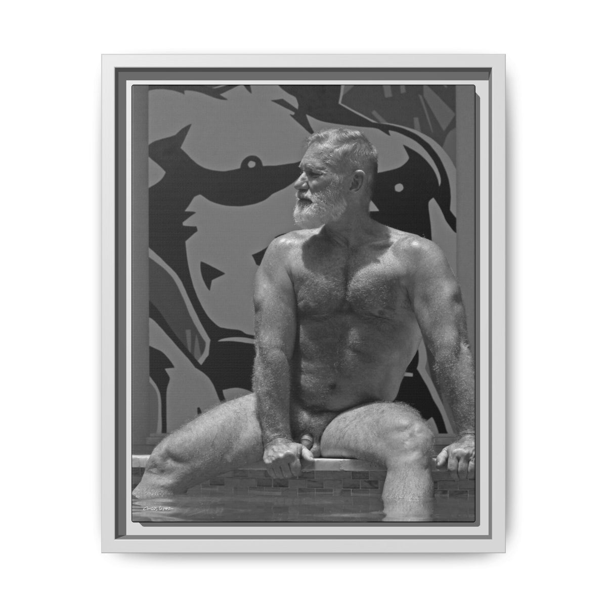 Joe by the pool, Giclee Print on Matte Canvas, Framed (Multi-color)