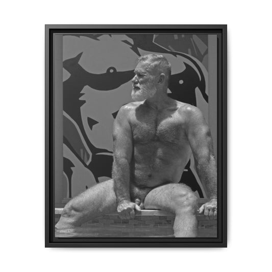 Joe by the pool, Giclee Print on Matte Canvas, Framed (Multi-color)