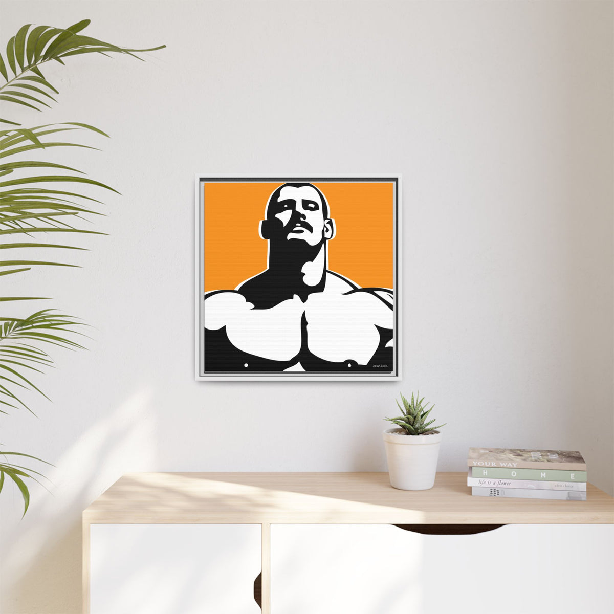 Stache, Giclee Print on Matte Canvas, Framed (Multi-color)