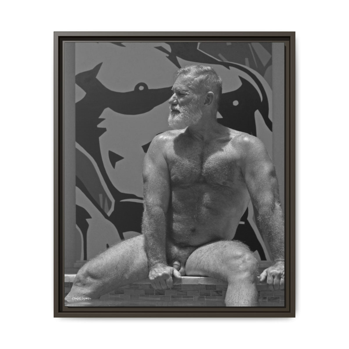 Joe by the pool, Giclee Print on Matte Canvas, Framed (Multi-color)