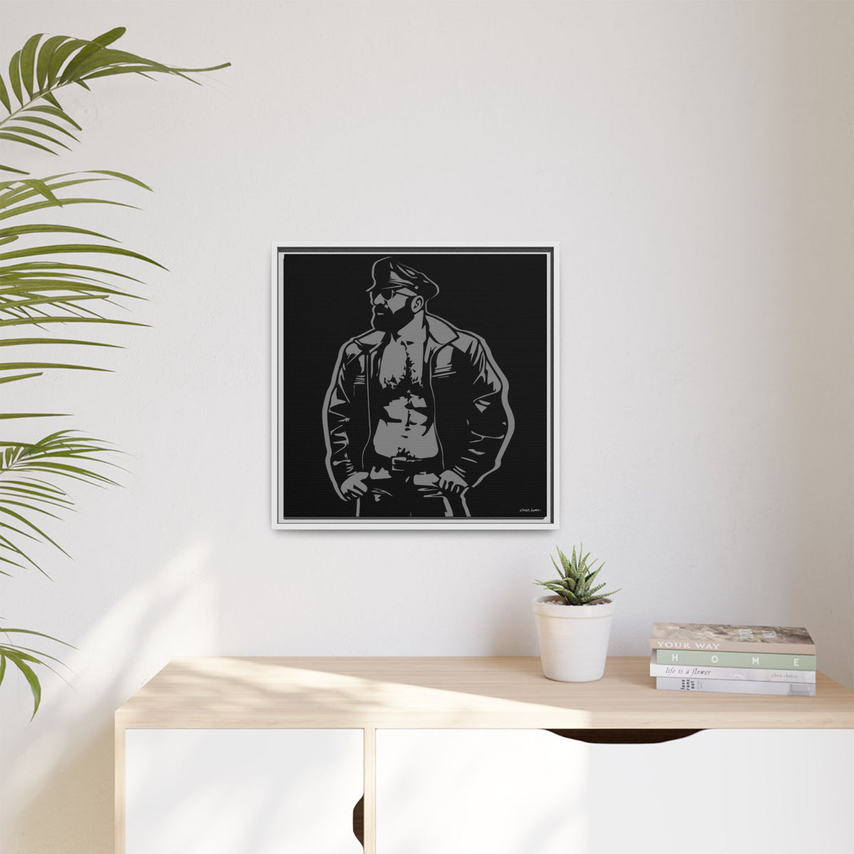 Leather Dad, Giclee Print on Matte Canvas, Framed (Multi-color)