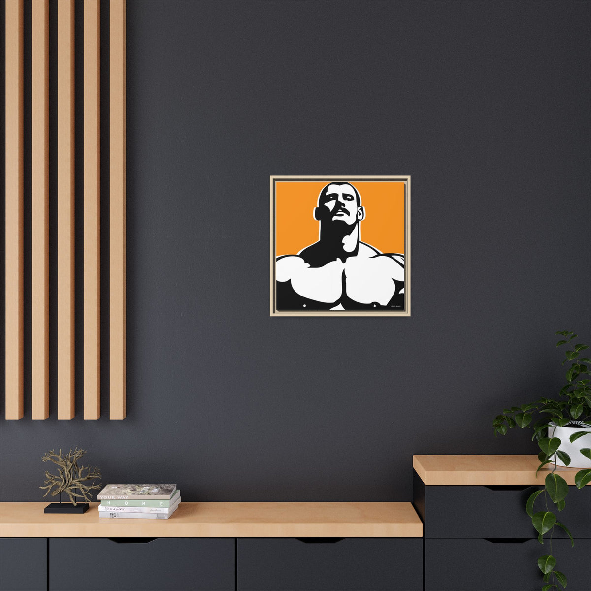 Stache, Giclee Print on Matte Canvas, Framed (Multi-color)