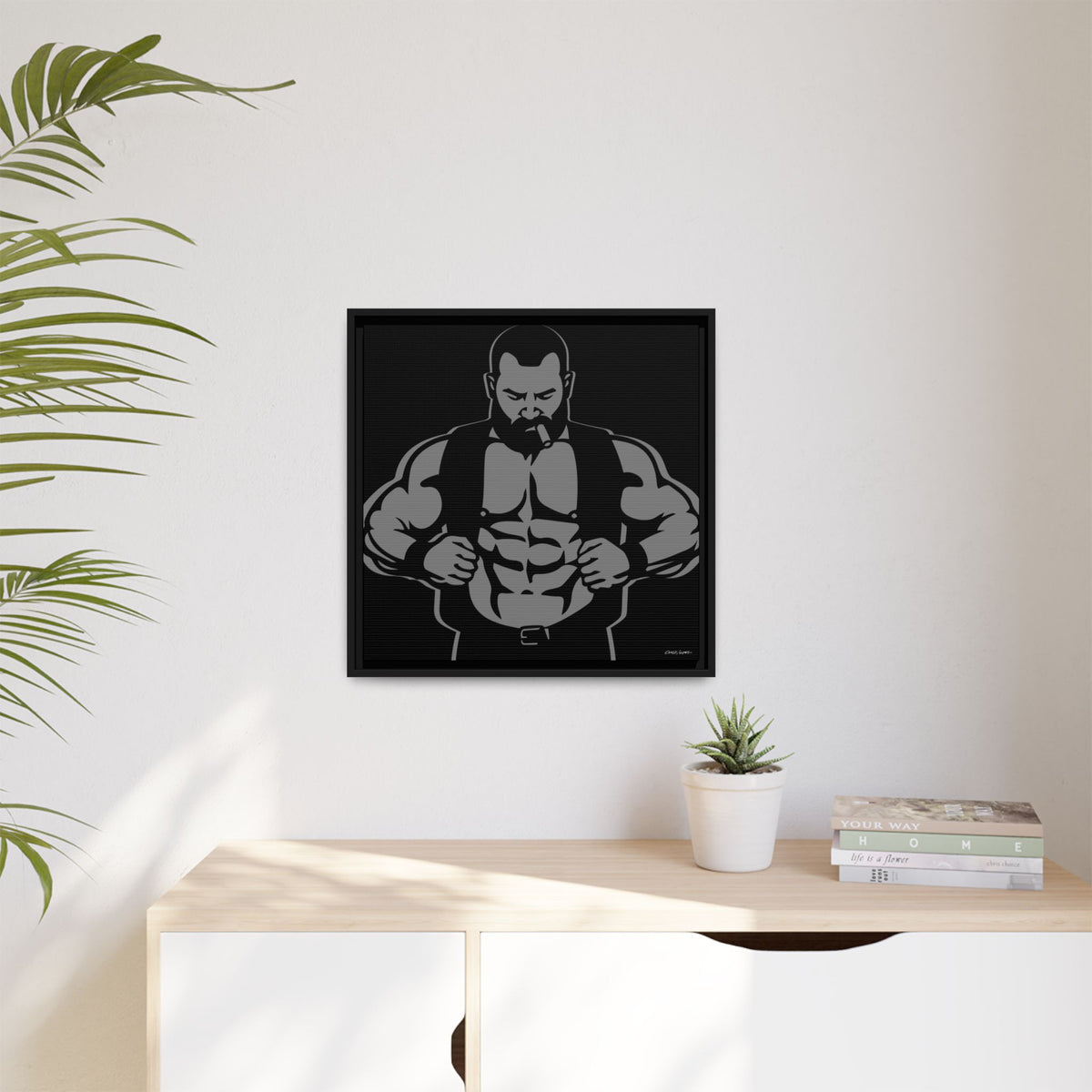 Leather Vest, Giclee Print on Matte Canvas, Framed (Multi-color)
