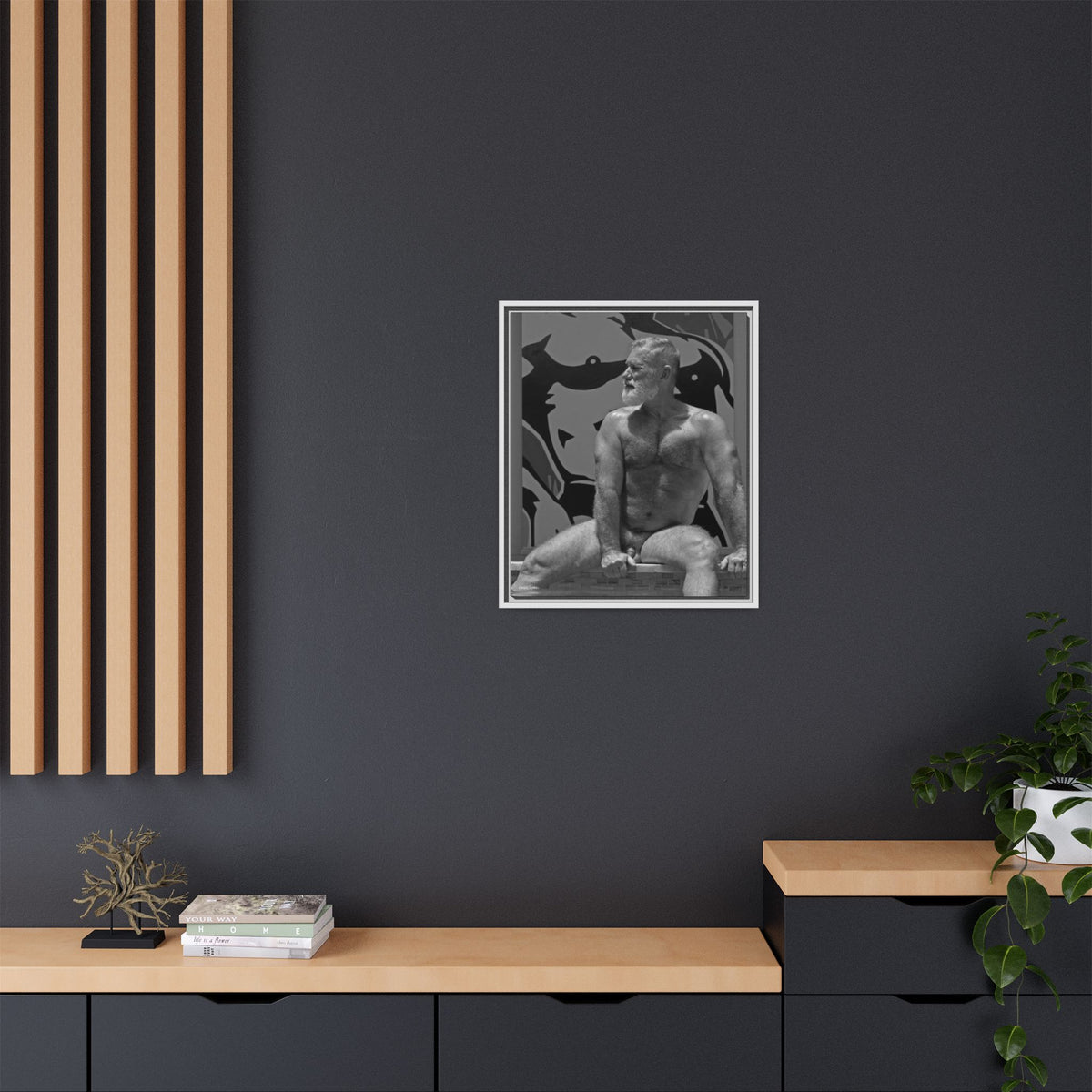 Joe by the pool, Giclee Print on Matte Canvas, Framed (Multi-color)