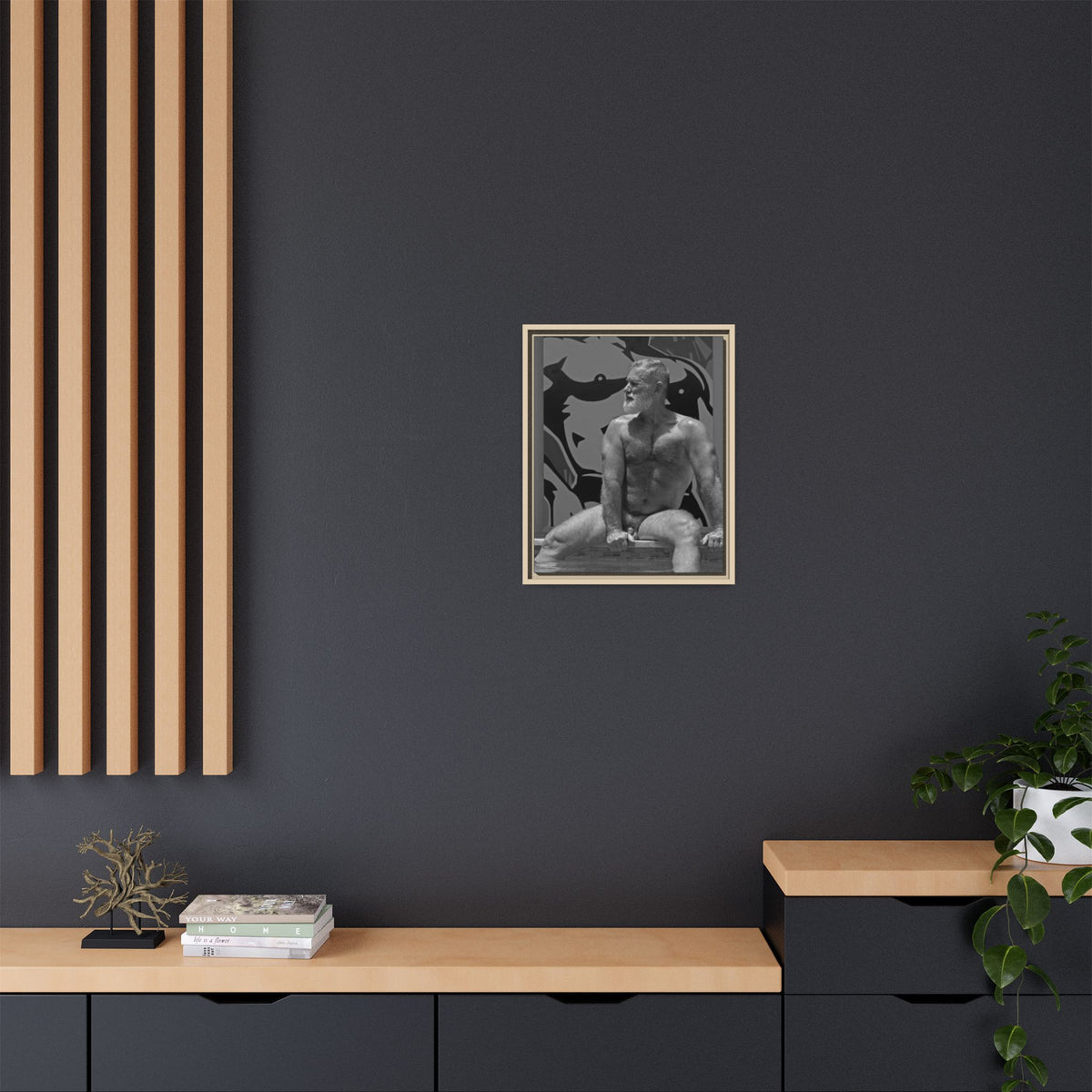 Joe by the pool, Giclee Print on Matte Canvas, Framed (Multi-color)
