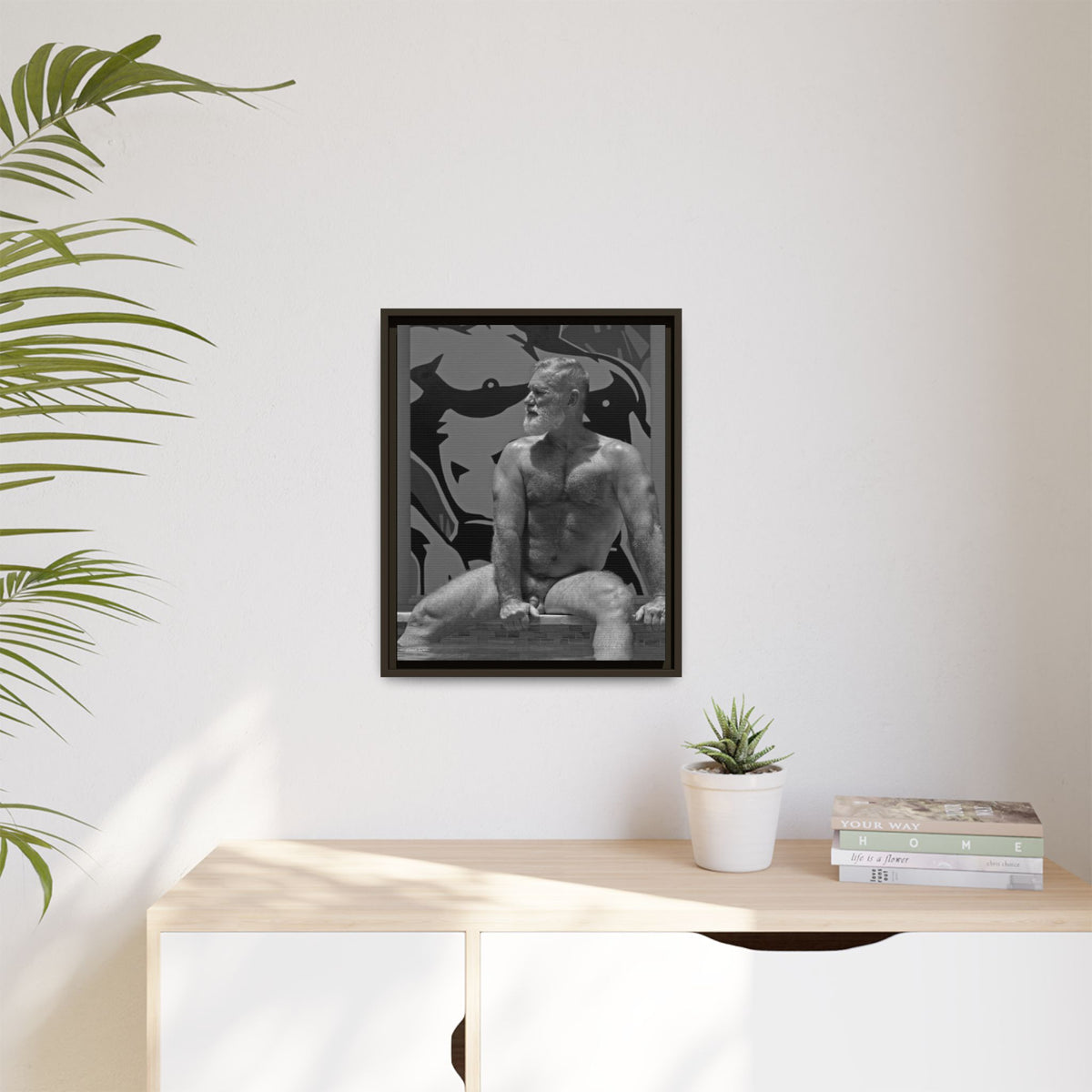 Joe by the pool, Giclee Print on Matte Canvas, Framed (Multi-color)