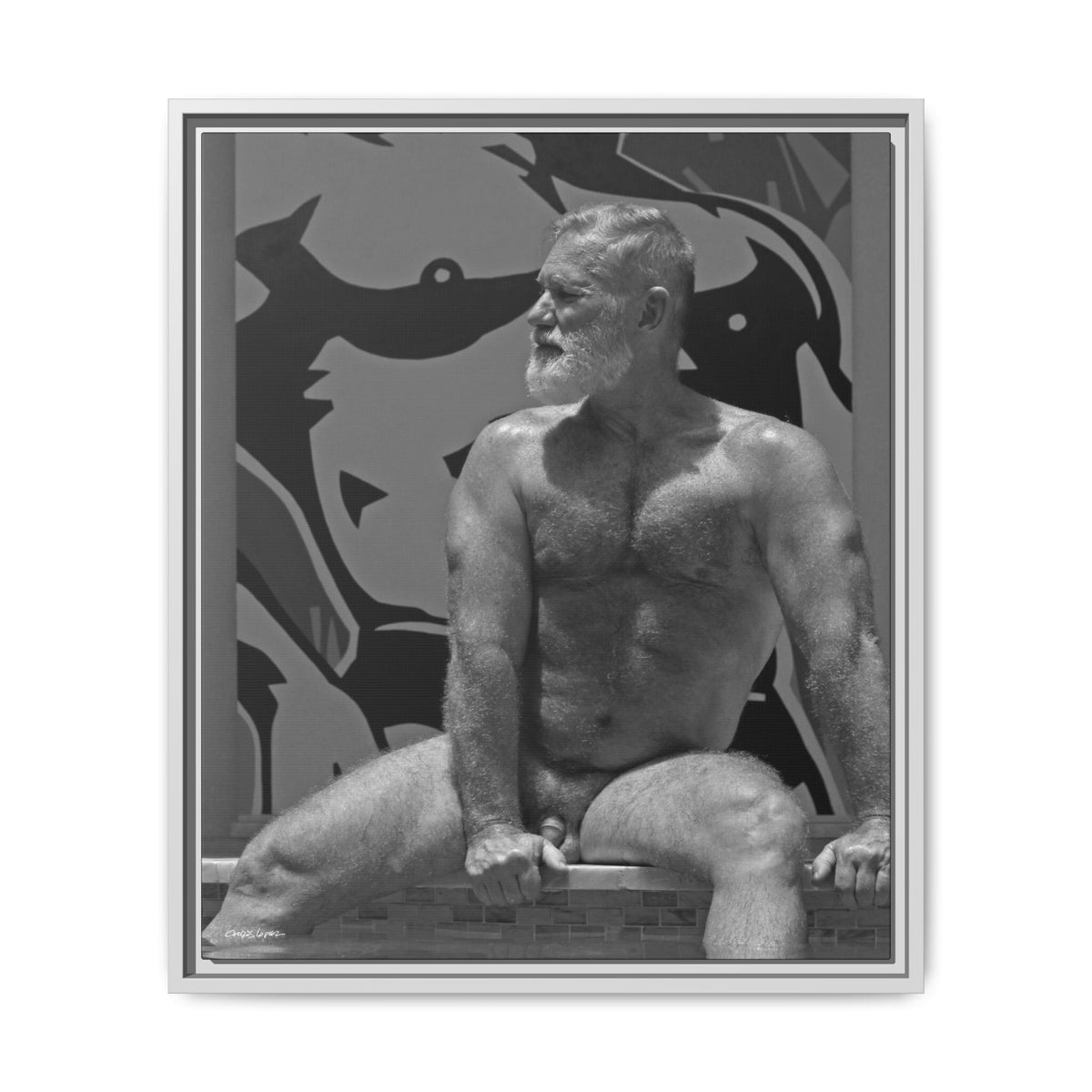Joe by the pool, Giclee Print on Matte Canvas, Framed (Multi-color)