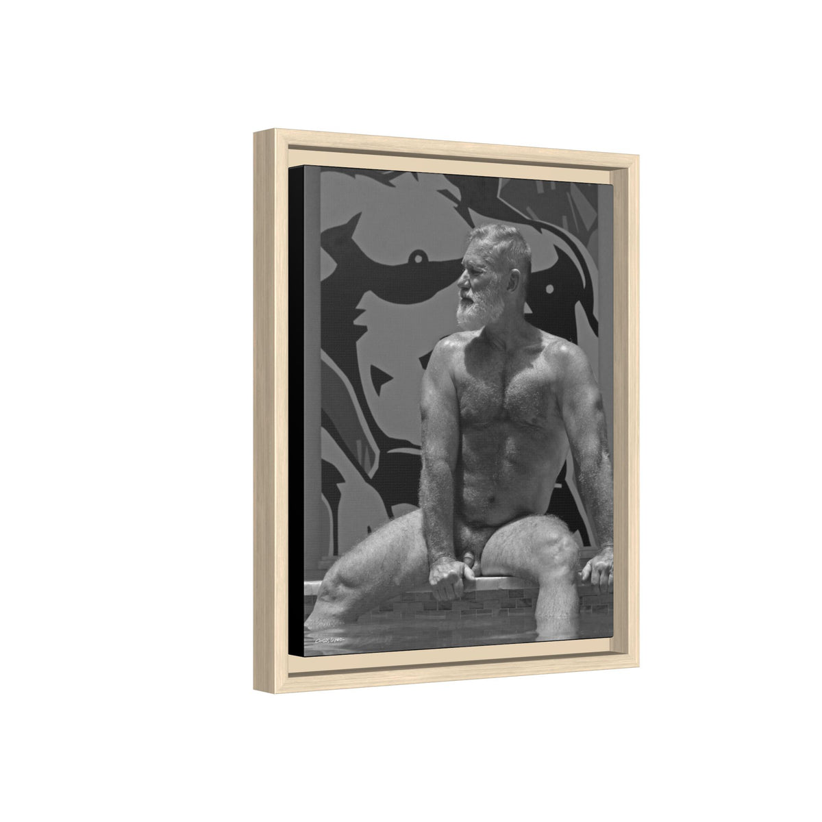 Joe by the pool, Giclee Print on Matte Canvas, Framed (Multi-color)