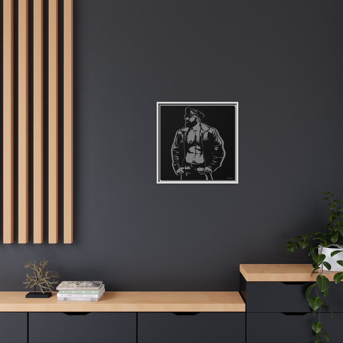 Leather Dad, Giclee Print on Matte Canvas, Framed (Multi-color)