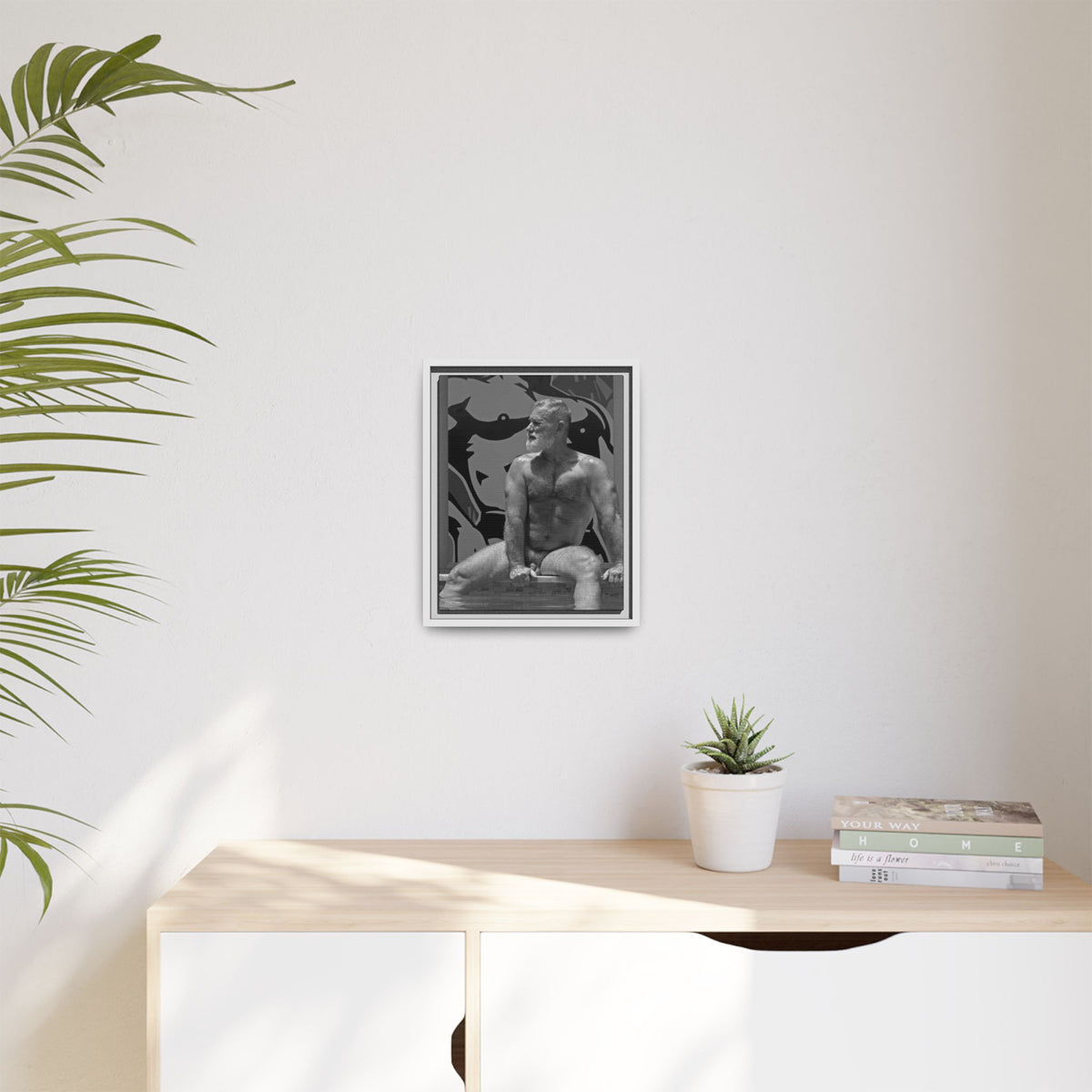 Joe by the pool, Giclee Print on Matte Canvas, Framed (Multi-color)