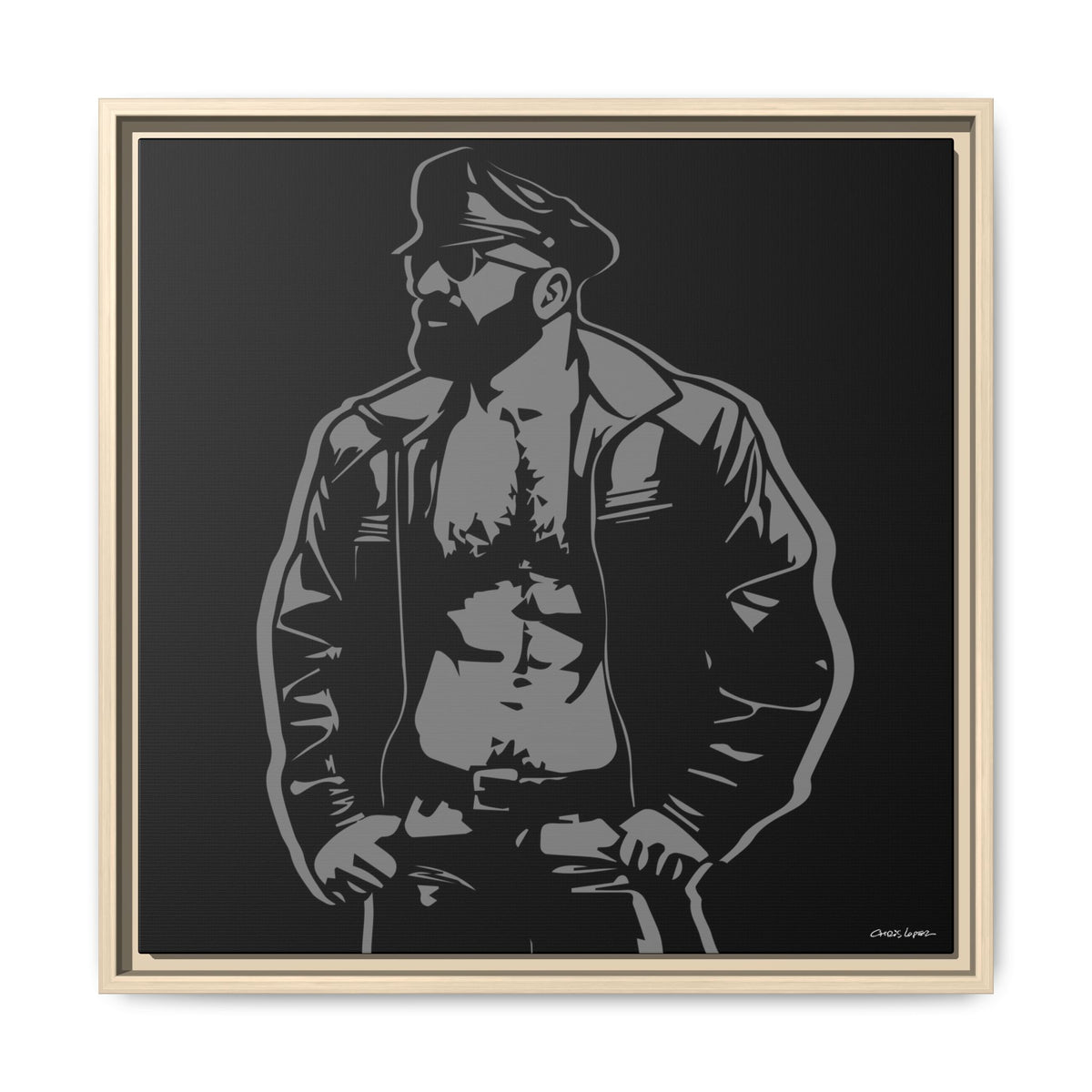 Leather Dad, Giclee Print on Matte Canvas, Framed (Multi-color)