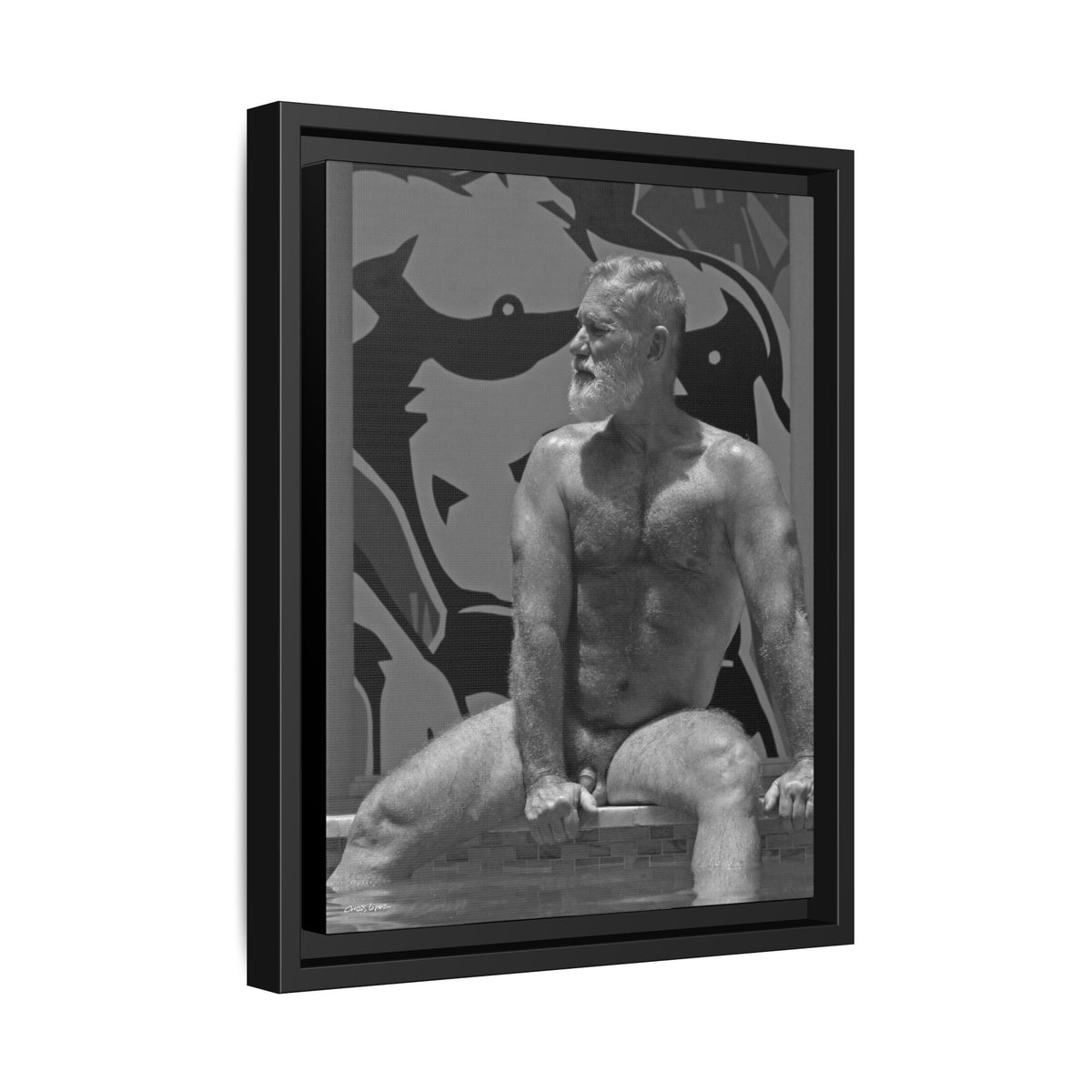 Joe by the pool, Giclee Print on Matte Canvas, Framed (Multi-color)