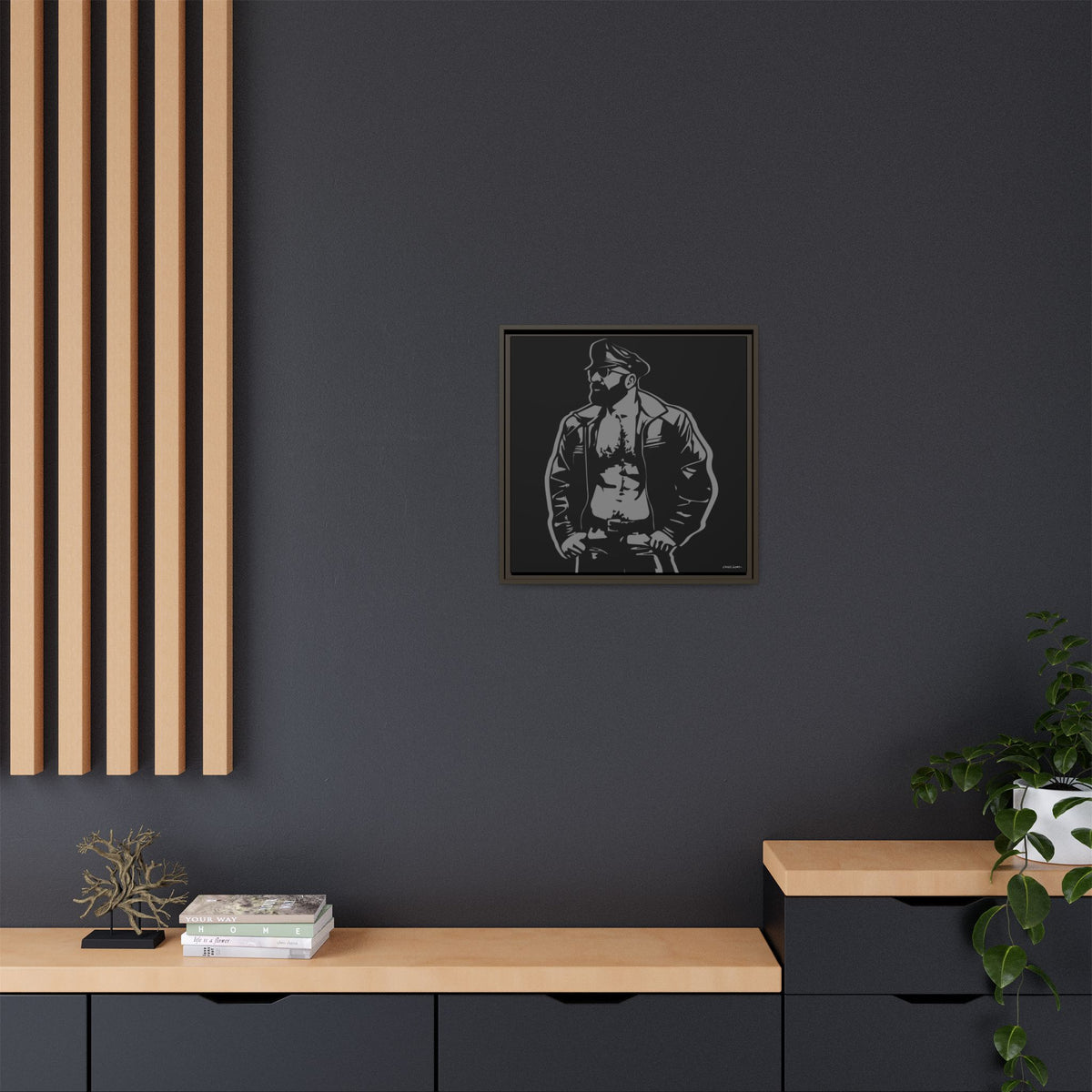 Leather Dad, Giclee Print on Matte Canvas, Framed (Multi-color)