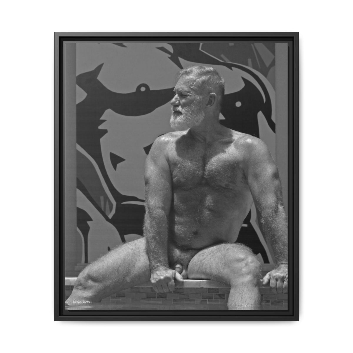 Joe by the pool, Giclee Print on Matte Canvas, Framed (Multi-color)