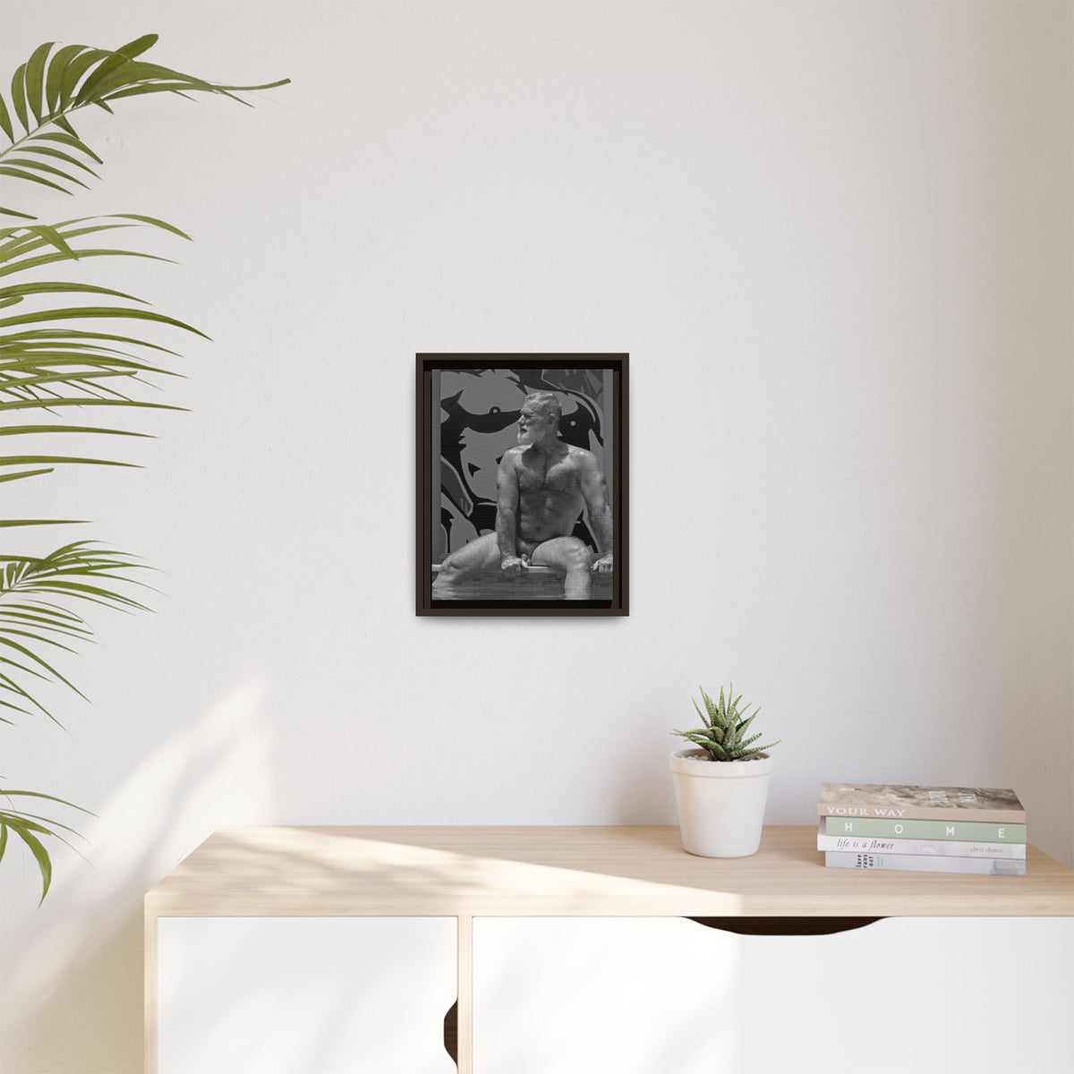 Joe by the pool, Giclee Print on Matte Canvas, Framed (Multi-color)