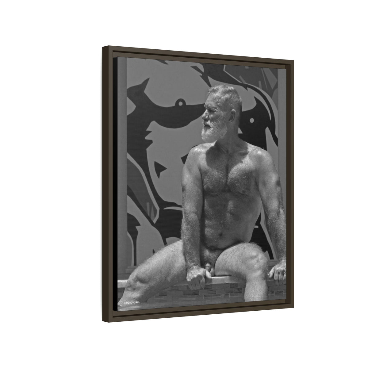 Joe by the pool, Giclee Print on Matte Canvas, Framed (Multi-color)