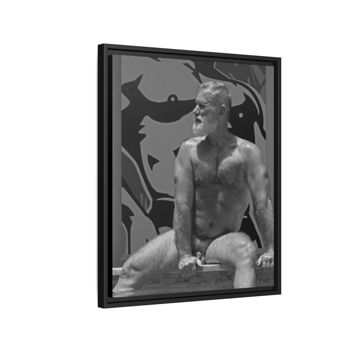 Joe by the pool, Giclee Print on Matte Canvas, Framed (Multi-color)