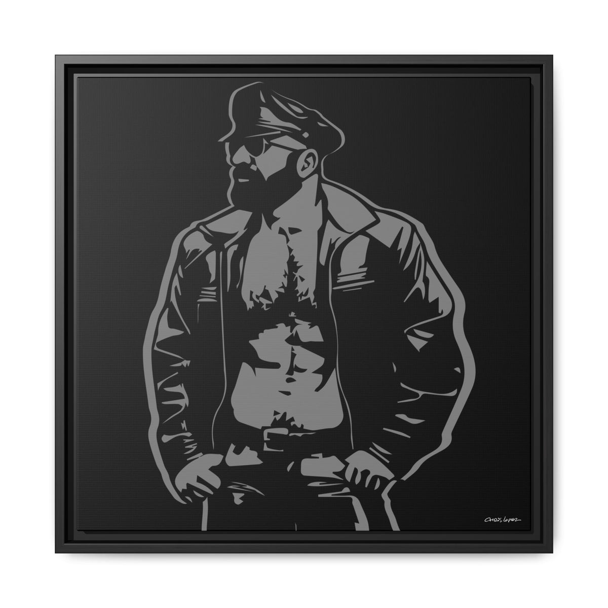 Leather Dad, Giclee Print on Matte Canvas, Framed (Multi-color)