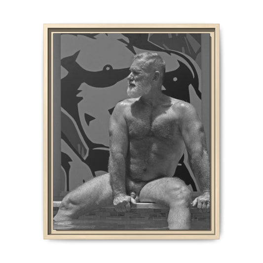 Joe by the pool, Giclee Print on Matte Canvas, Framed (Multi-color)