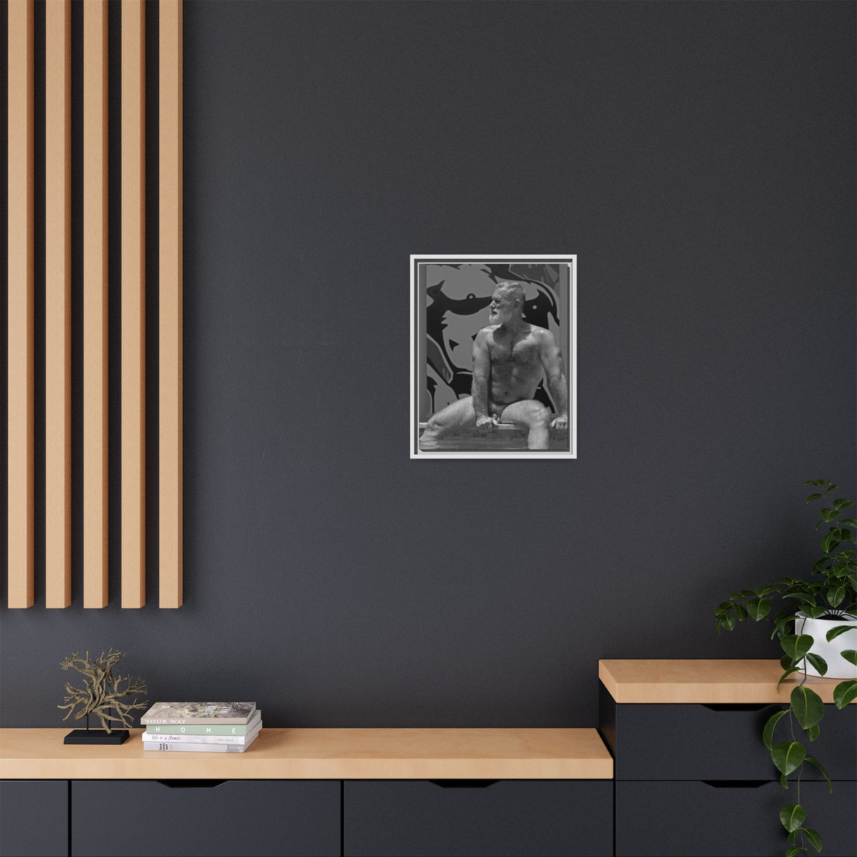 Joe by the pool, Giclee Print on Matte Canvas, Framed (Multi-color)