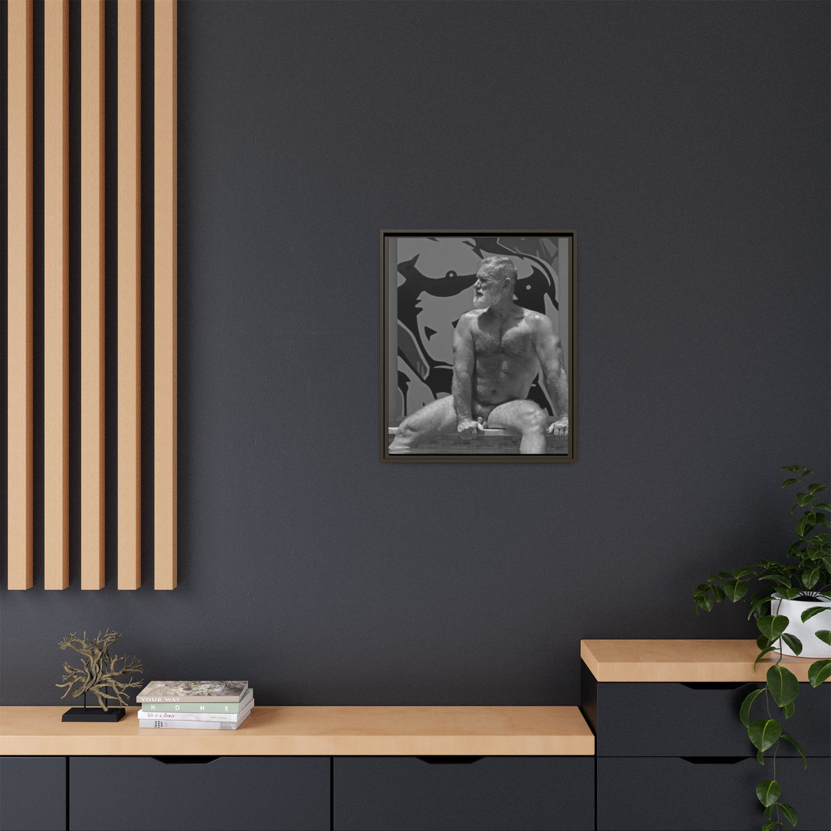 Joe by the pool, Giclee Print on Matte Canvas, Framed (Multi-color)