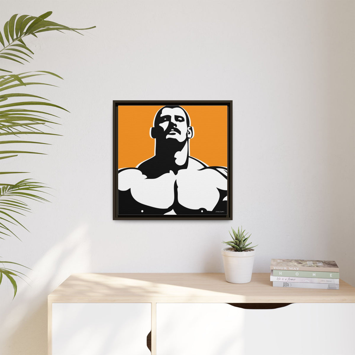 Stache, Giclee Print on Matte Canvas, Framed (Multi-color)