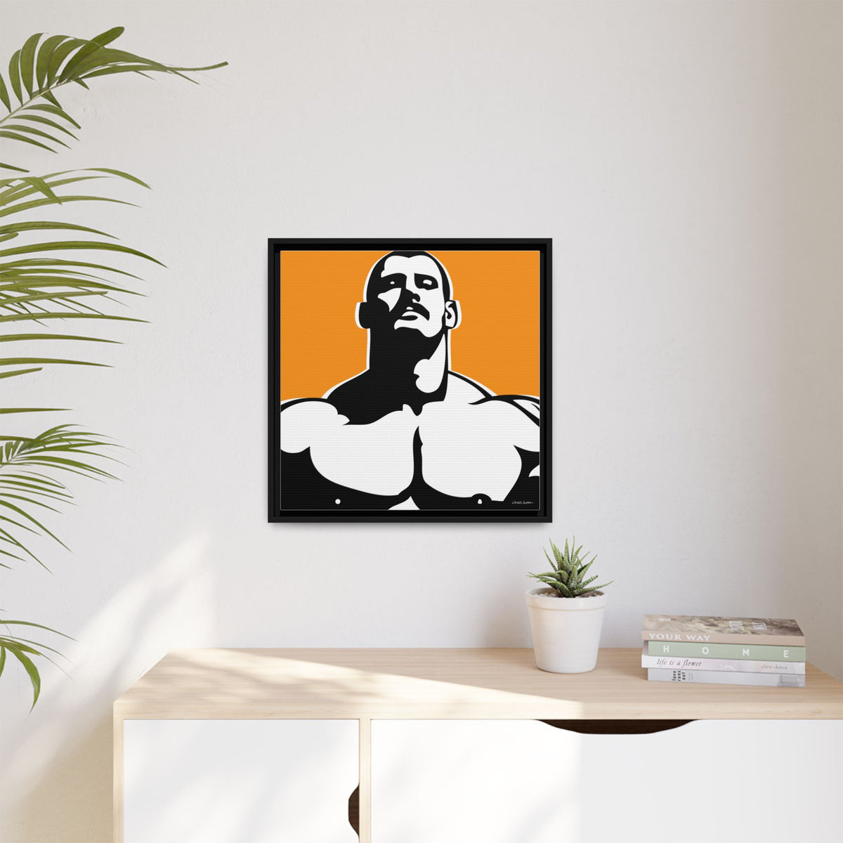 Stache, Giclee Print on Matte Canvas, Framed (Multi-color)