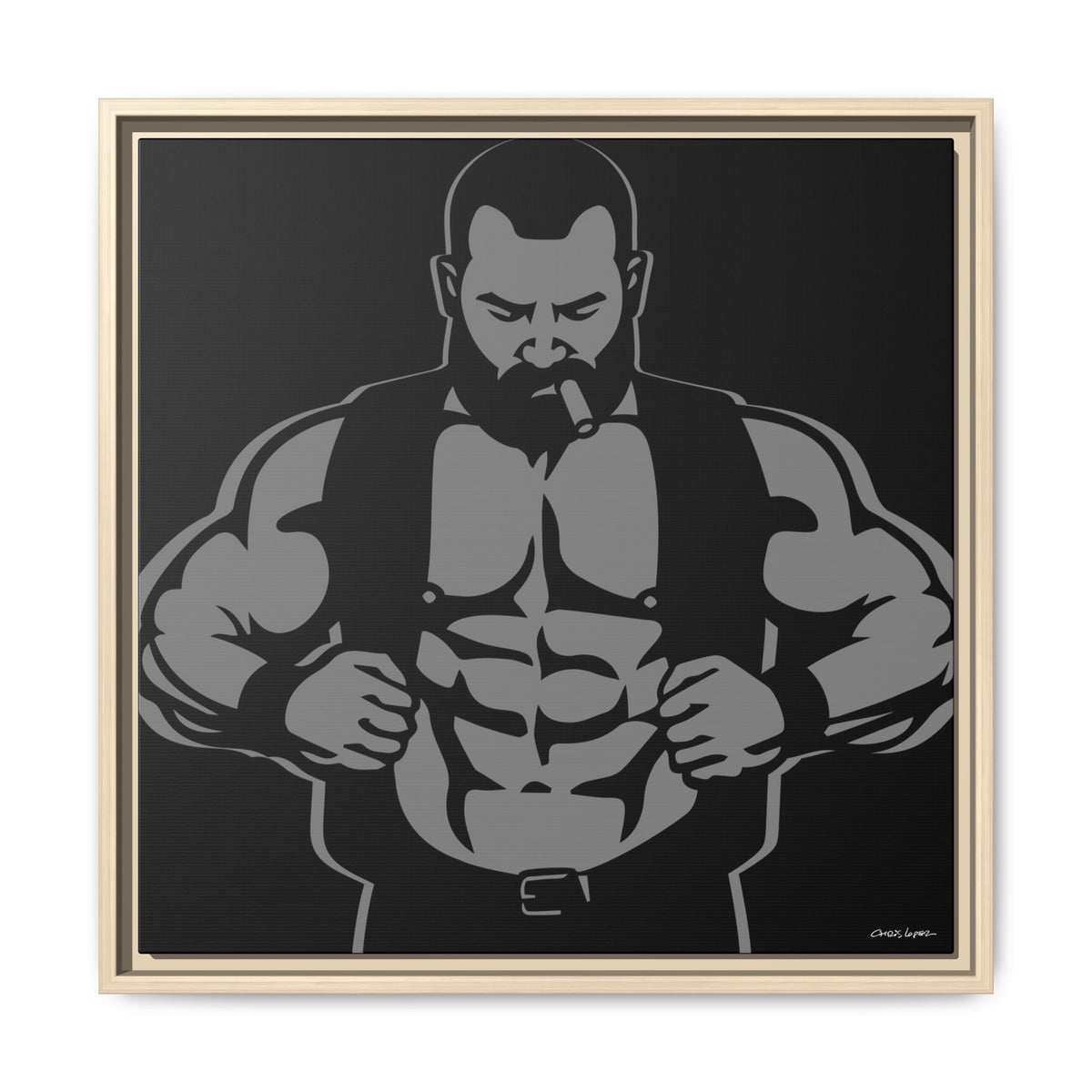 Leather Vest, Giclee Print on Matte Canvas, Framed (Multi-color)