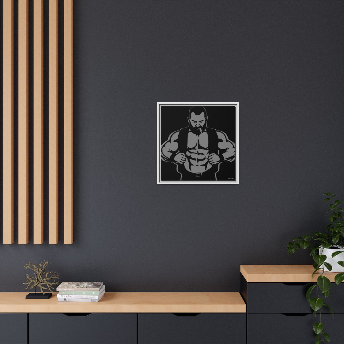Leather Vest, Giclee Print on Matte Canvas, Framed (Multi-color)