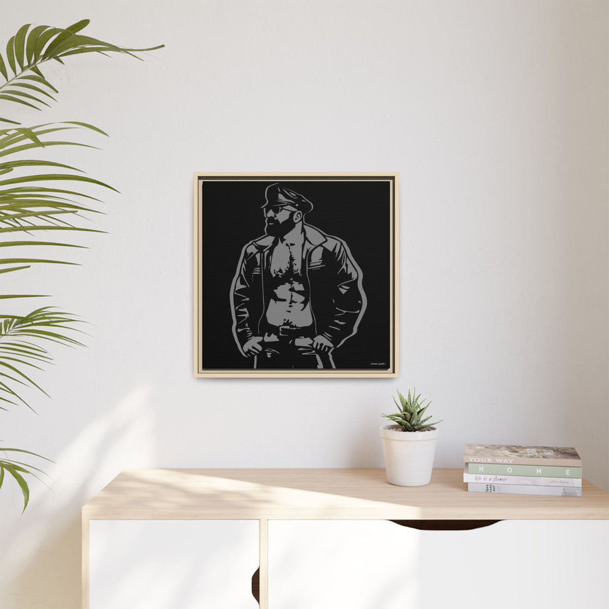 Leather Dad, Giclee Print on Matte Canvas, Framed (Multi-color)
