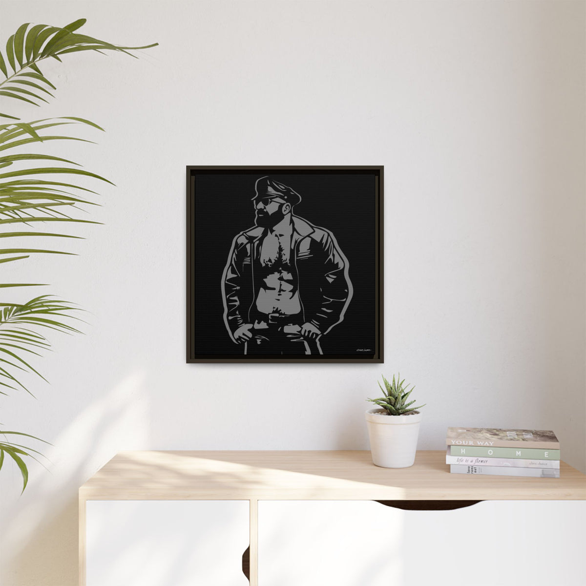 Leather Dad, Giclee Print on Matte Canvas, Framed (Multi-color)