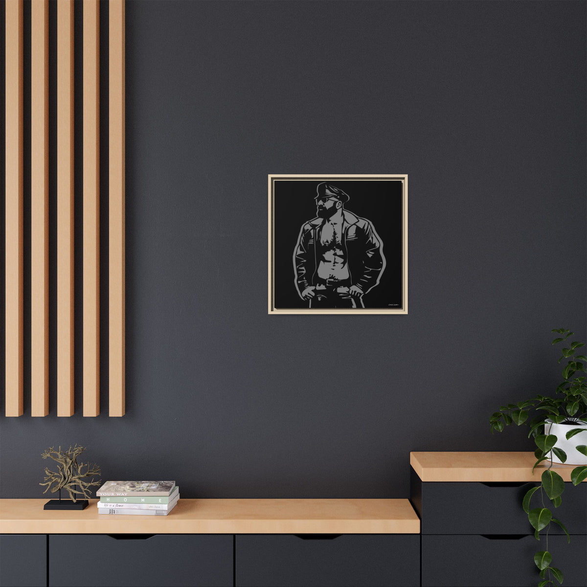 Leather Dad, Giclee Print on Matte Canvas, Framed (Multi-color)
