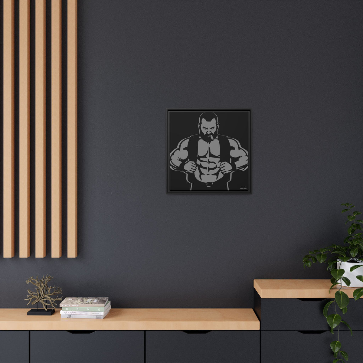 Leather Vest, Giclee Print on Matte Canvas, Framed (Multi-color)
