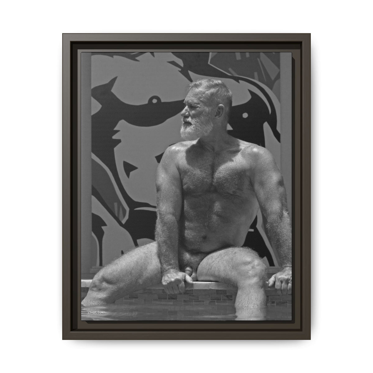 Joe by the pool, Giclee Print on Matte Canvas, Framed (Multi-color)