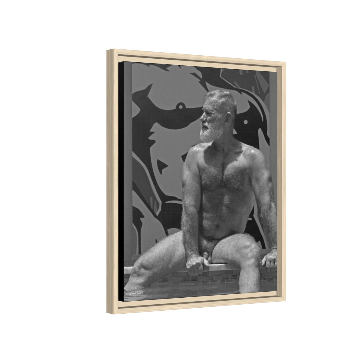 Joe by the pool, Giclee Print on Matte Canvas, Framed (Multi-color)