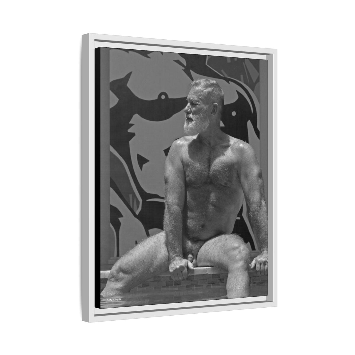 Joe by the pool, Giclee Print on Matte Canvas, Framed (Multi-color)