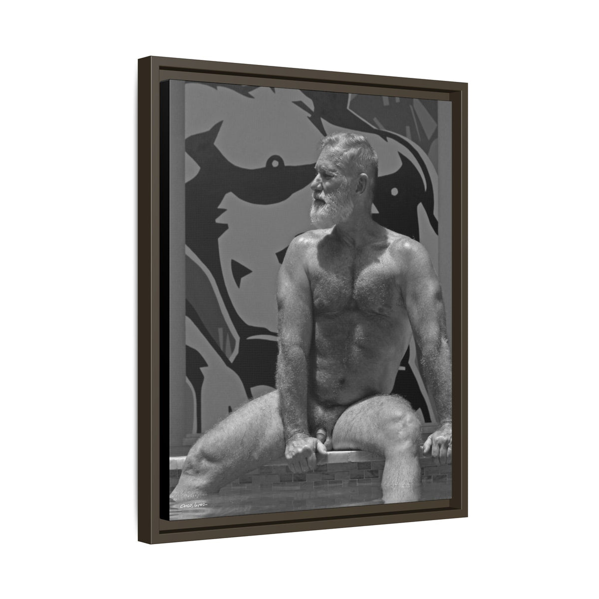 Joe by the pool, Giclee Print on Matte Canvas, Framed (Multi-color)