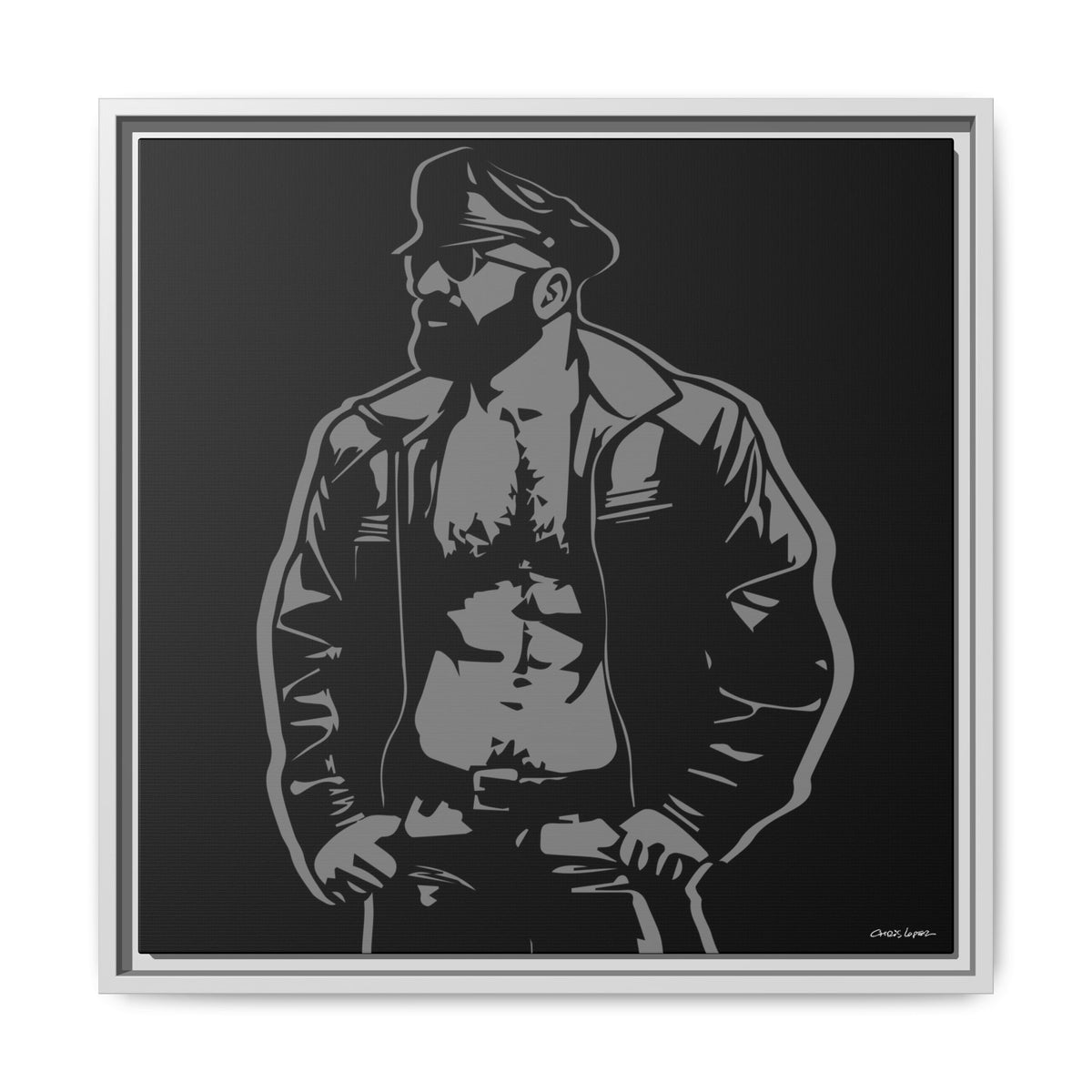 Leather Dad, Giclee Print on Matte Canvas, Framed (Multi-color)