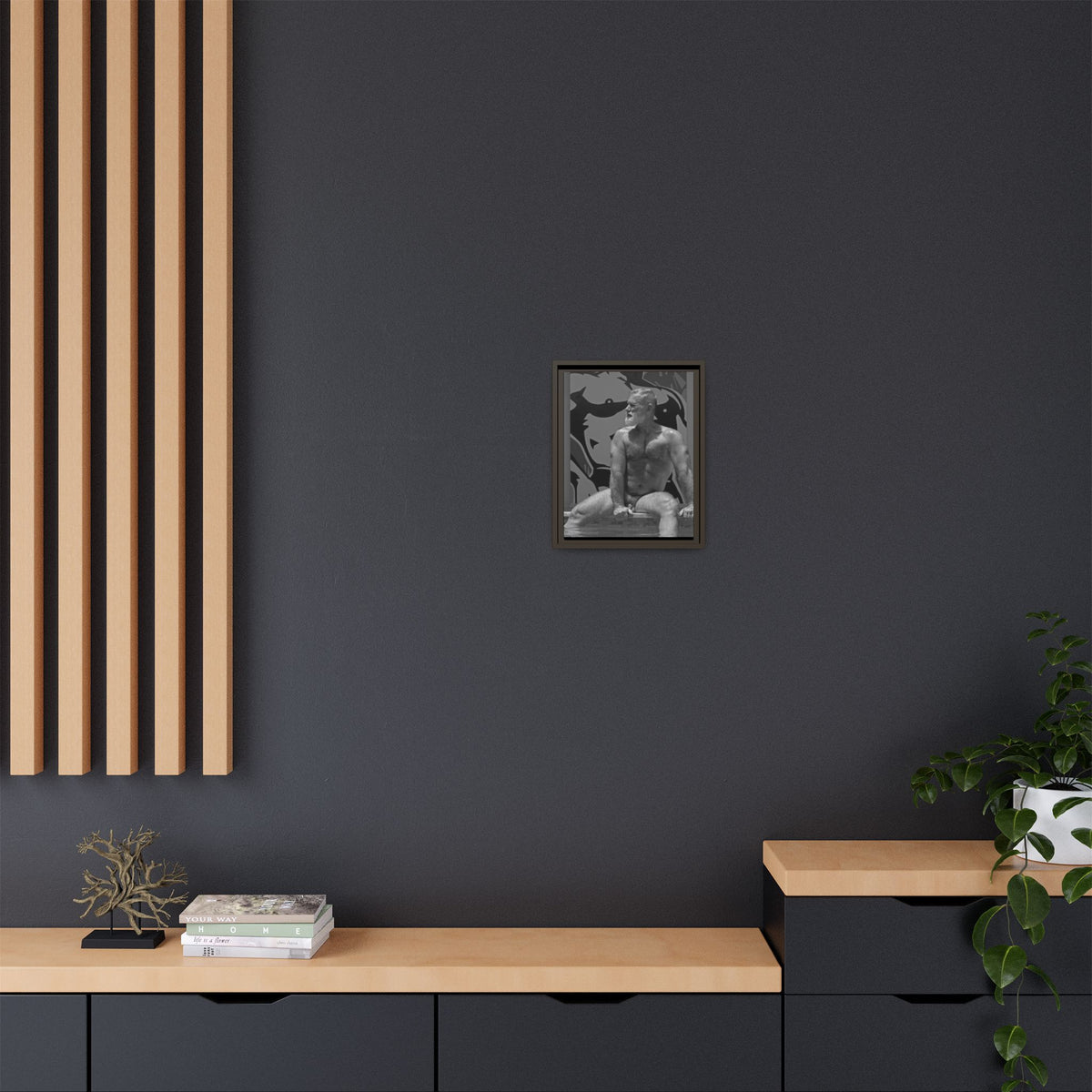 Joe by the pool, Giclee Print on Matte Canvas, Framed (Multi-color)