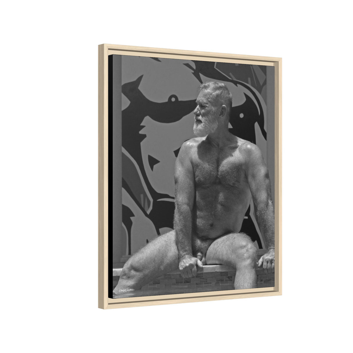 Joe by the pool, Giclee Print on Matte Canvas, Framed (Multi-color)