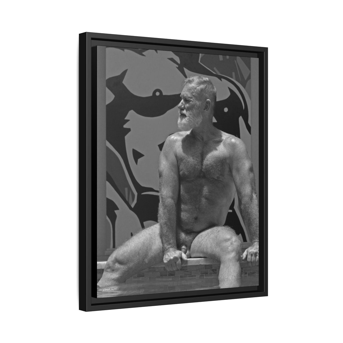 Joe by the pool, Giclee Print on Matte Canvas, Framed (Multi-color)
