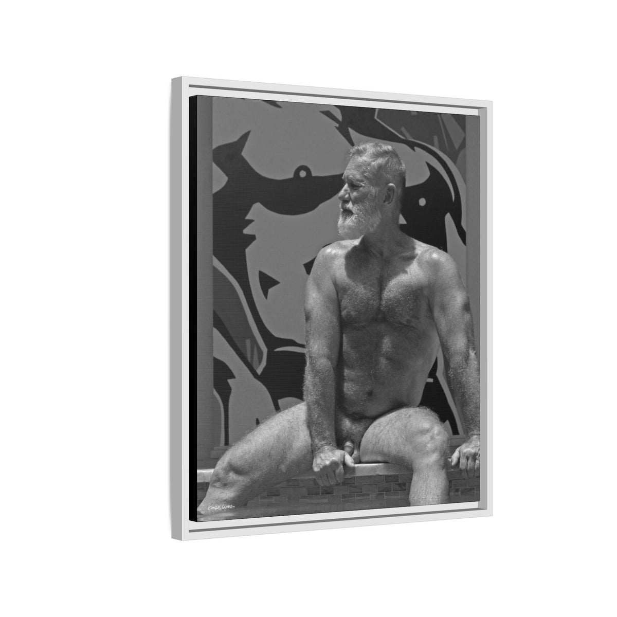 Joe by the pool, Giclee Print on Matte Canvas, Framed (Multi-color)