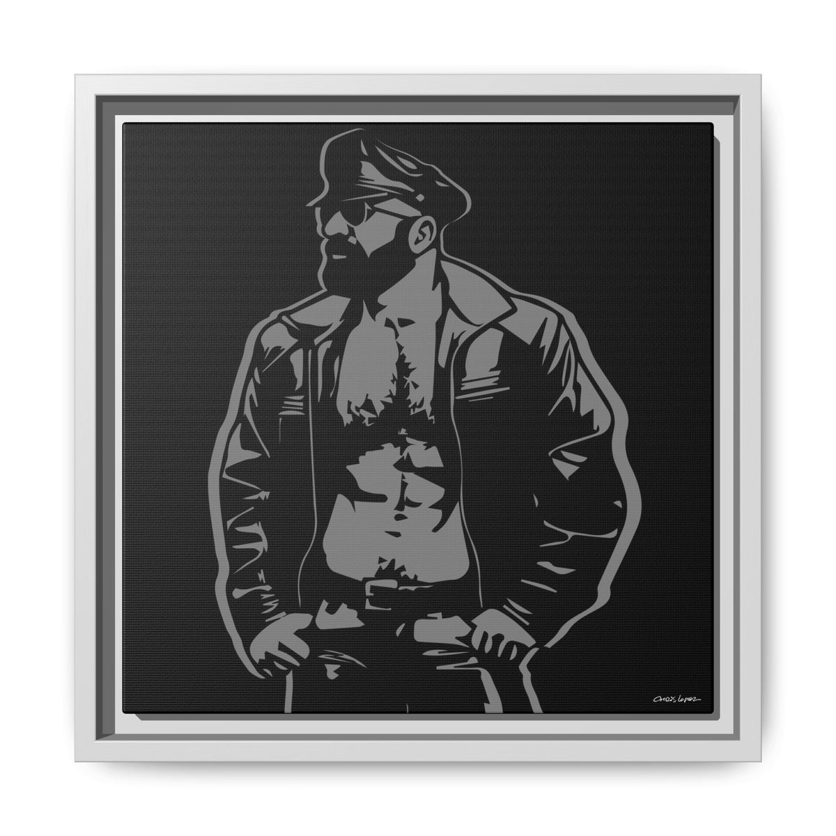 Leather Dad, Giclee Print on Matte Canvas, Framed (Multi-color)