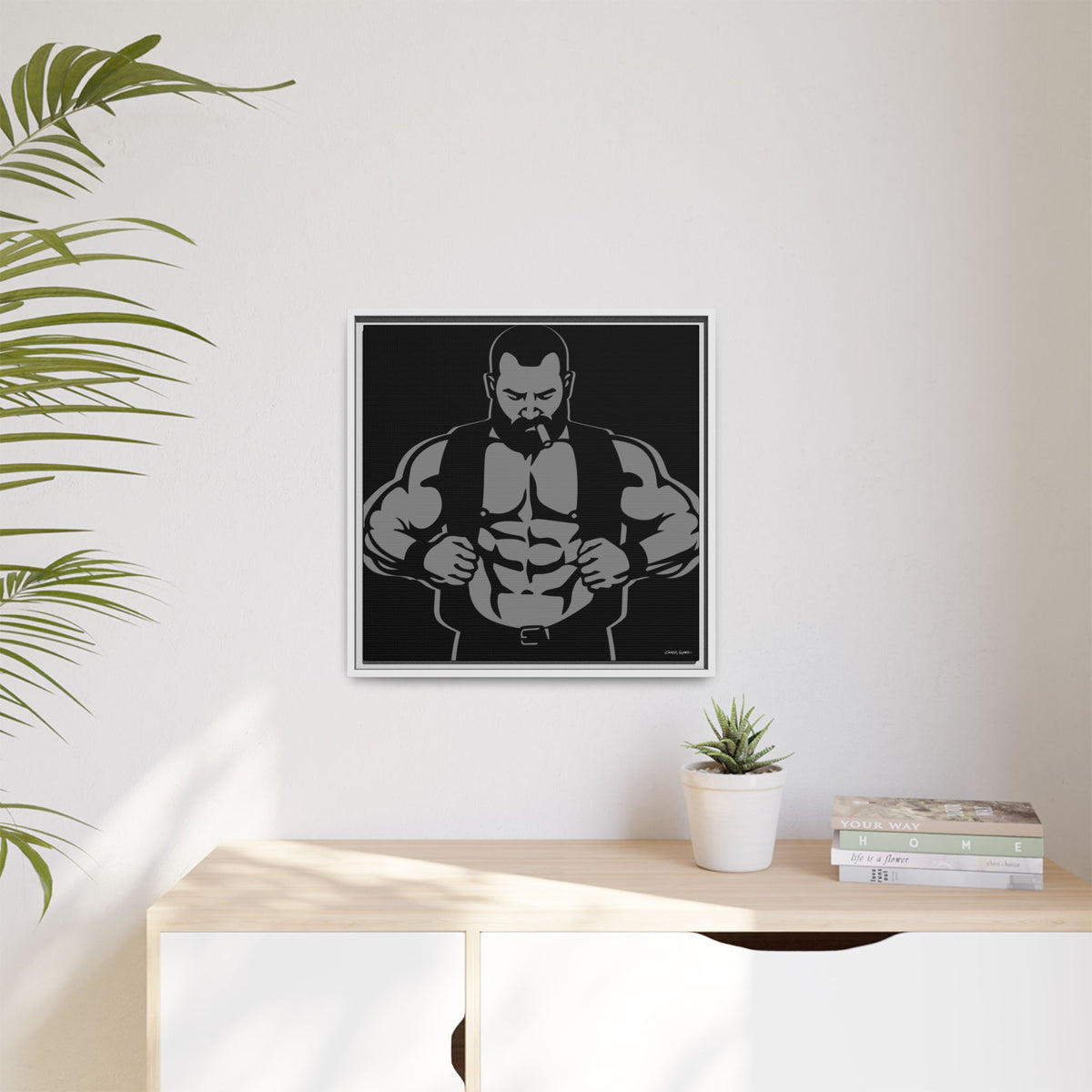 Leather Vest, Giclee Print on Matte Canvas, Framed (Multi-color)