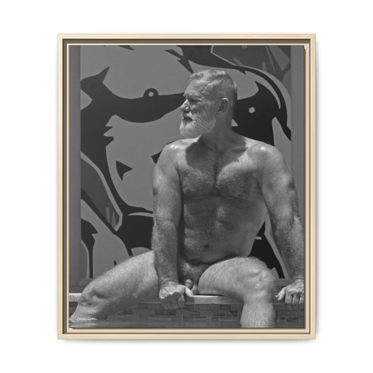 Joe by the pool, Giclee Print on Matte Canvas, Framed (Multi-color)