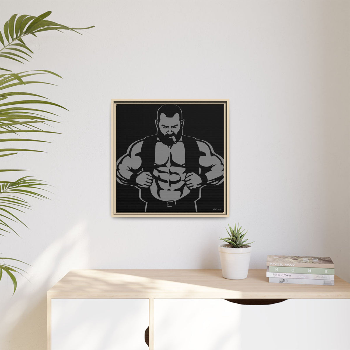 Leather Vest, Giclee Print on Matte Canvas, Framed (Multi-color)