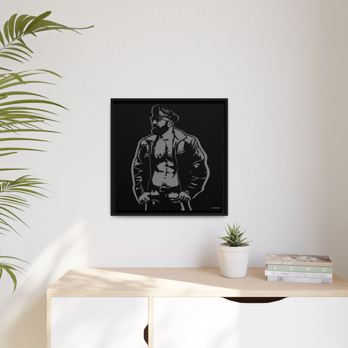 Leather Dad, Giclee Print on Matte Canvas, Framed (Multi-color)